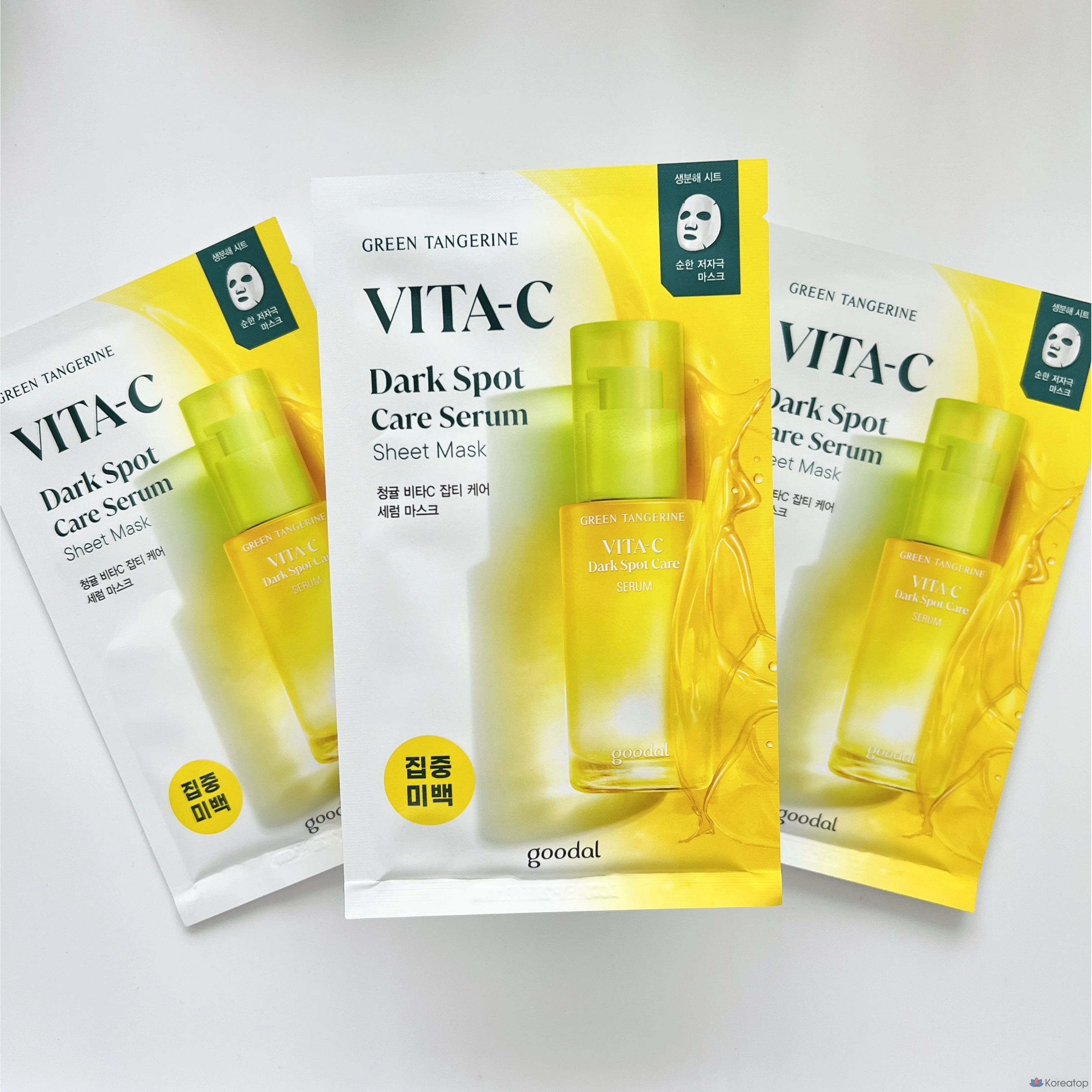 Сыворотка-маска Goodal GREEN TANGERINE VITA-C для ухода за пигментными пятнами, 3 шт., 1 упаковка, 3 листа, фото 4