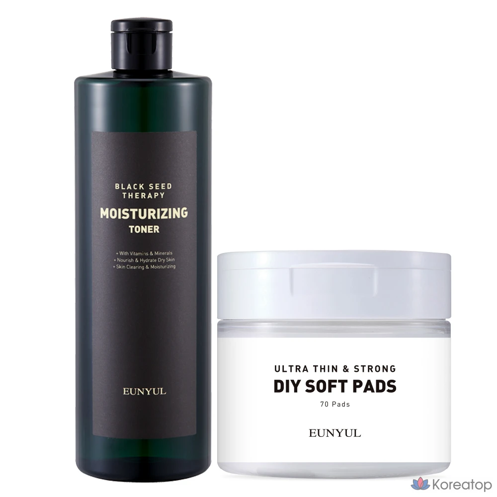Увлажняющий тоник Eunyul Silver Black Seed Therapy + подушечки, 70 листов, 500 мл, 1 шт.