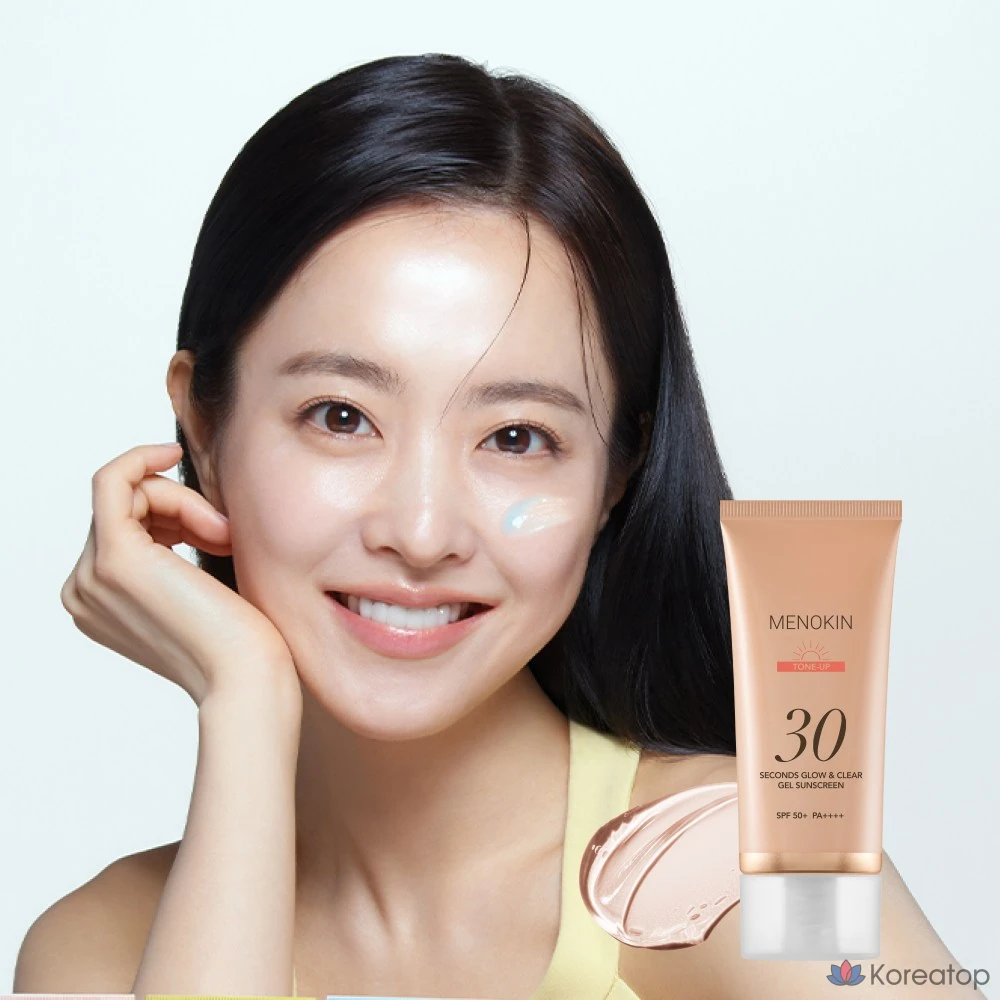 Menokine 30-Second Glow & Clear Gel Sunscreen Tone-Up SPF50+ PA++++, 1 шт., 50 мл