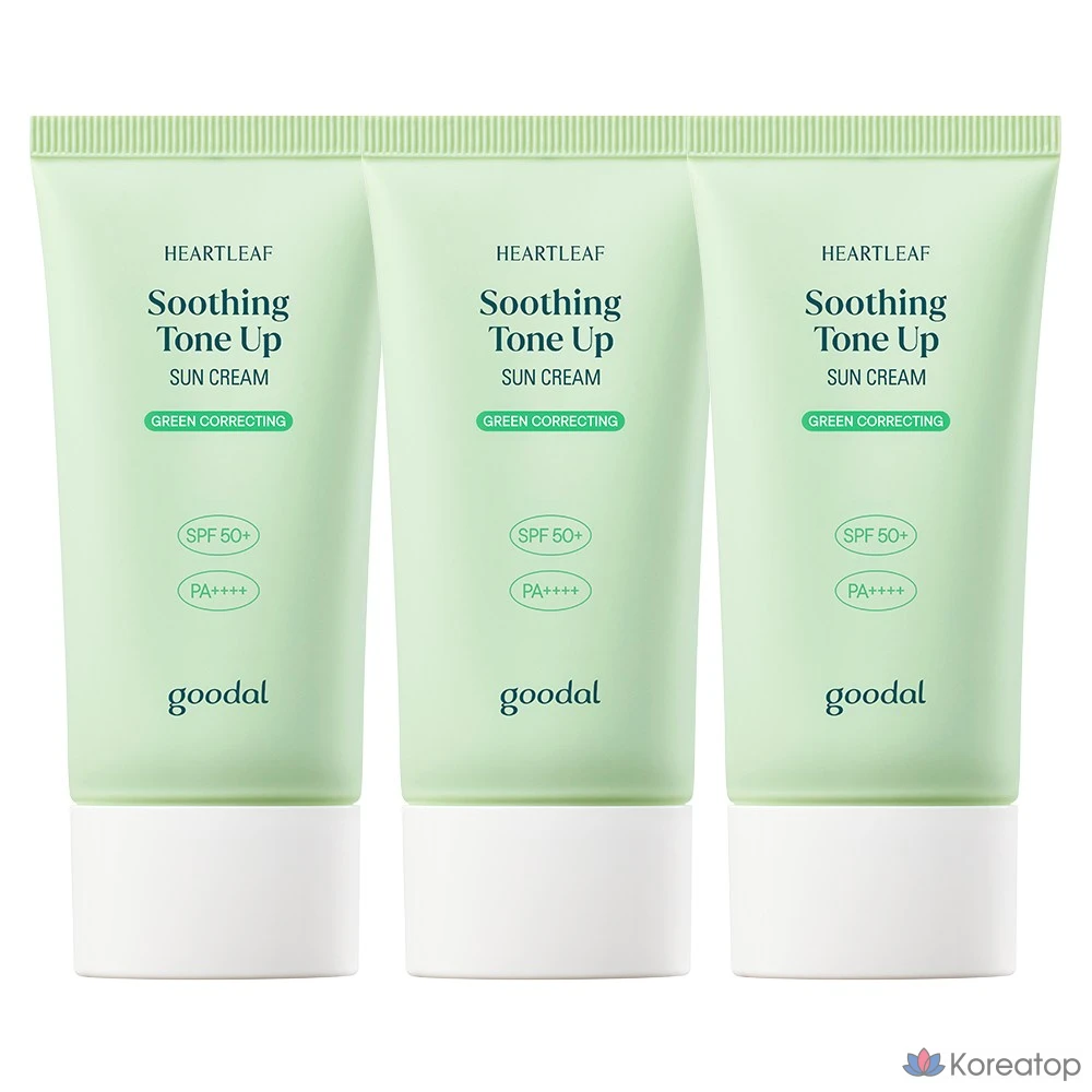 Успокаивающий солнцезащитный крем Goodal Eoseongcho с зеленым тонирующим эффектом SPF50+PA++++, 50 мл, 3 комплекта
