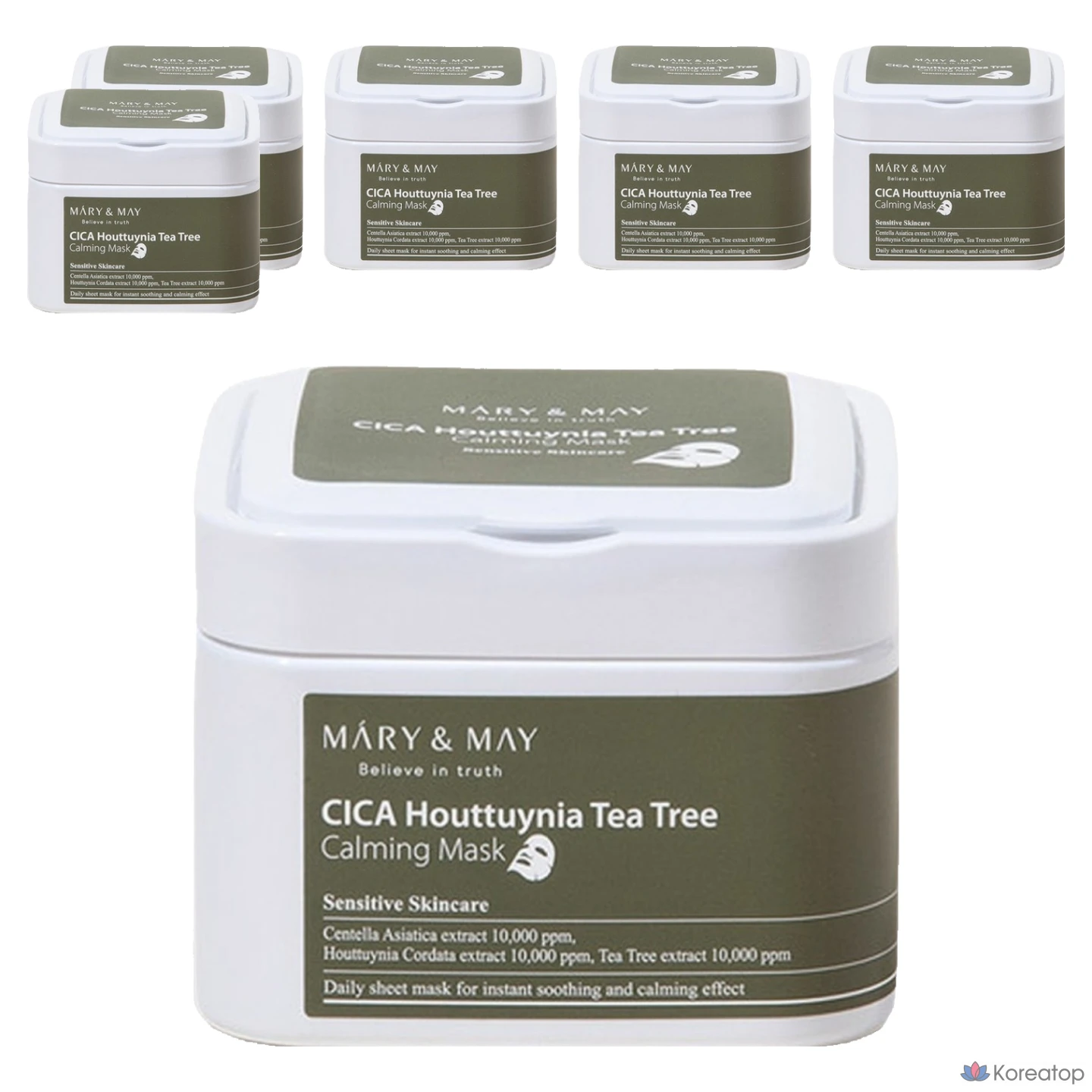 Тканевая маска для лица Mary&May Cica Houttuynia Cordata Tea Tree Calming Mask, 400 г, 30 шт.