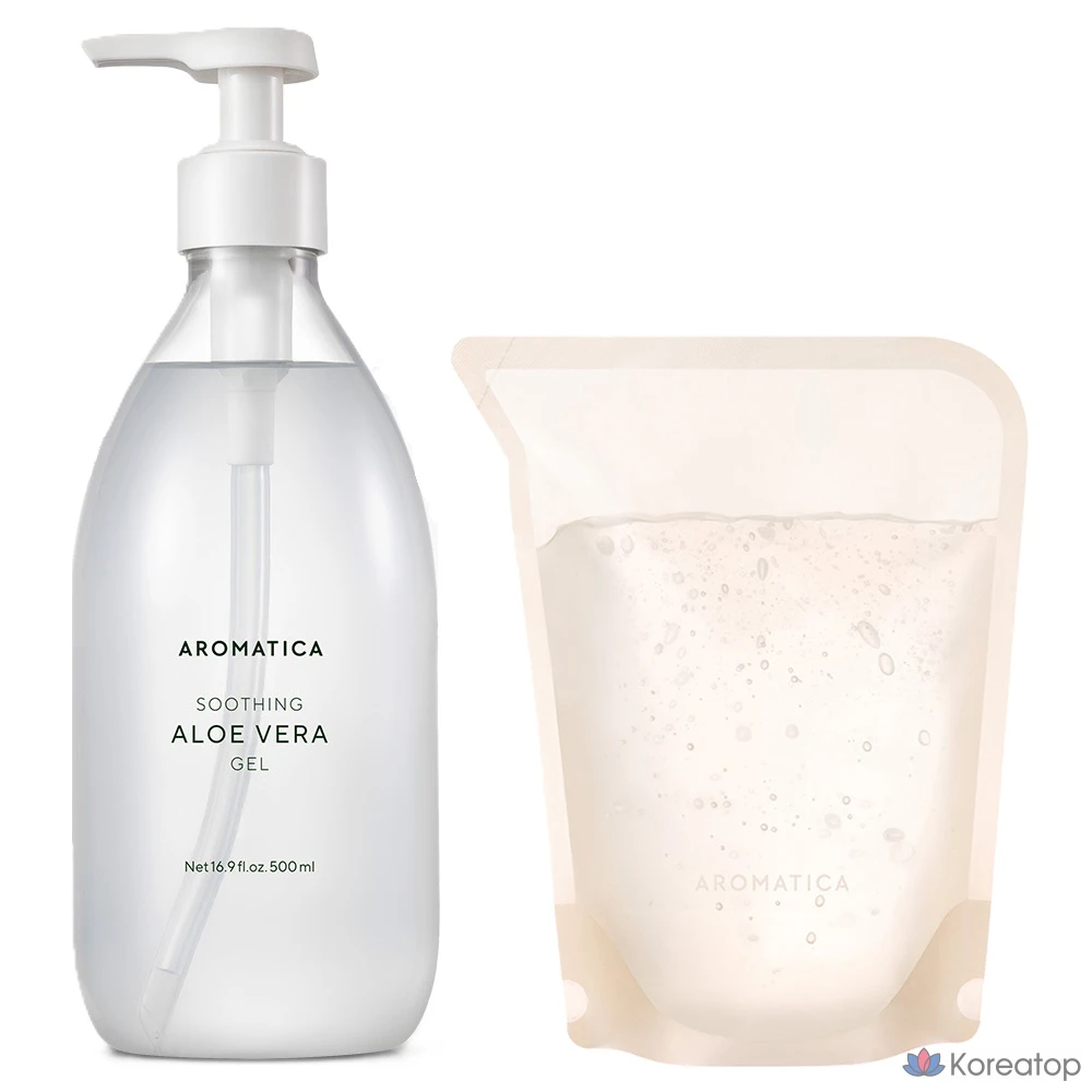 Aromatica Успокаивающий гель алоэ вера + сменный блок, 500 мл, 1 шт.