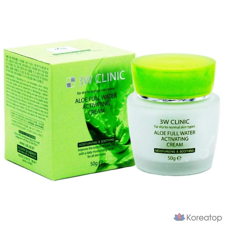 Активирующий крем 3W Clinic Aloe Full Water, 50 г, 1 шт.