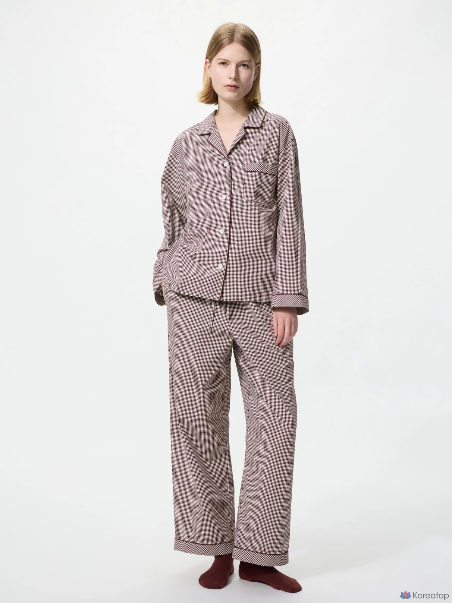 Пижама Uniqlo Cotton Pajama, Gingham Check