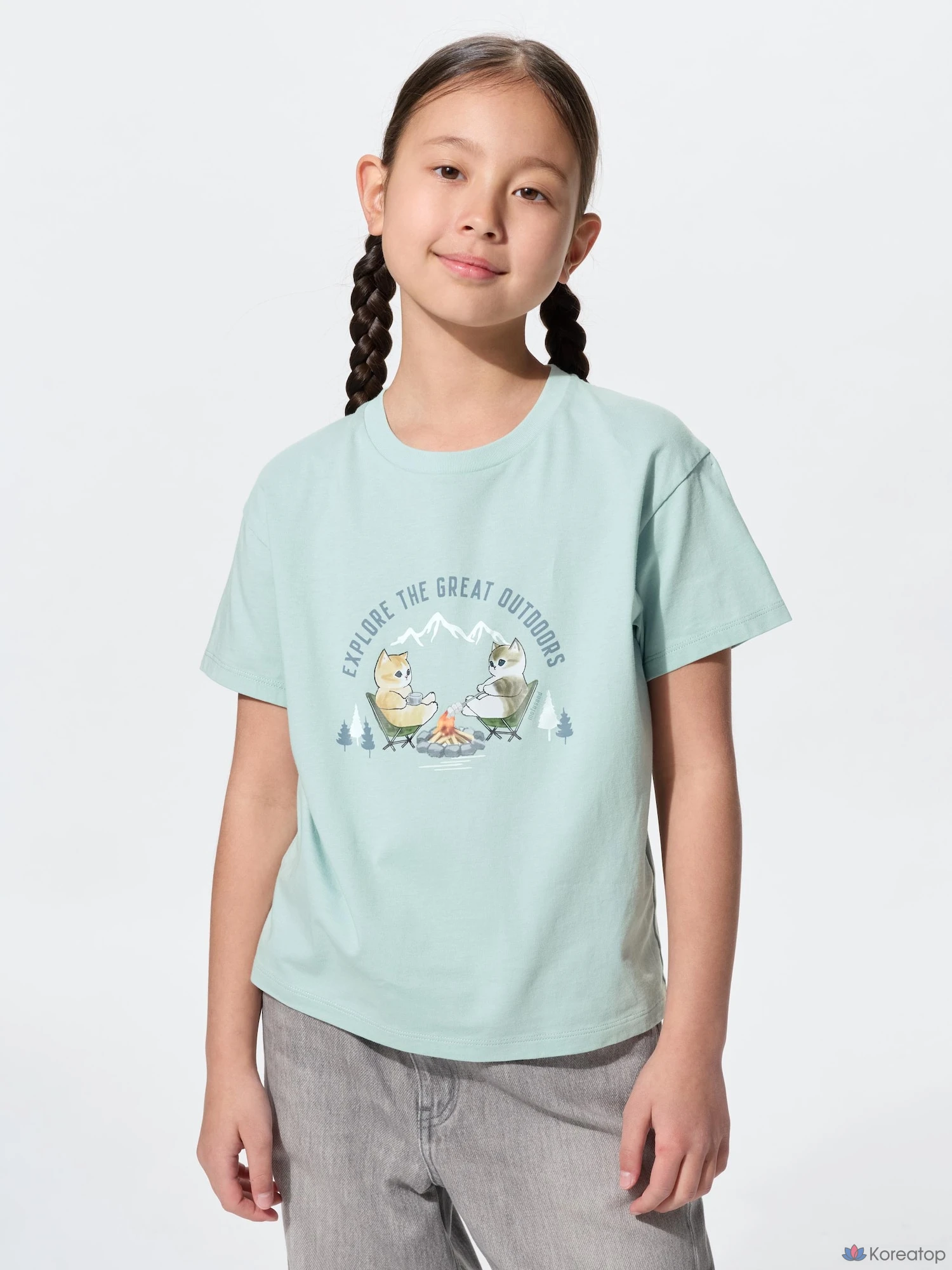 Футболка для девочек Uniqlo mofusand UT Graphic T-Shirt, серый