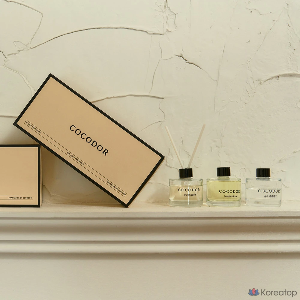 Диффузор для автомобиля Cocodor Signature, набор 3-piece Set (Freesia & Pear, Forest Morning Air, Pure Cotton), 50 мл x 3 шт., 1 шт.