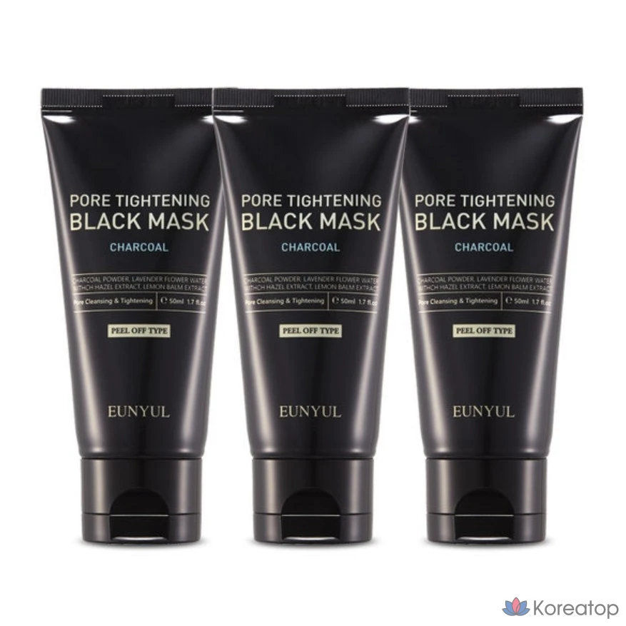 Черная маска-пленка для сужения пор Eunyul Pore Tightening Black Mask Peel-Off Pack, 3 Pack, 4 Pack