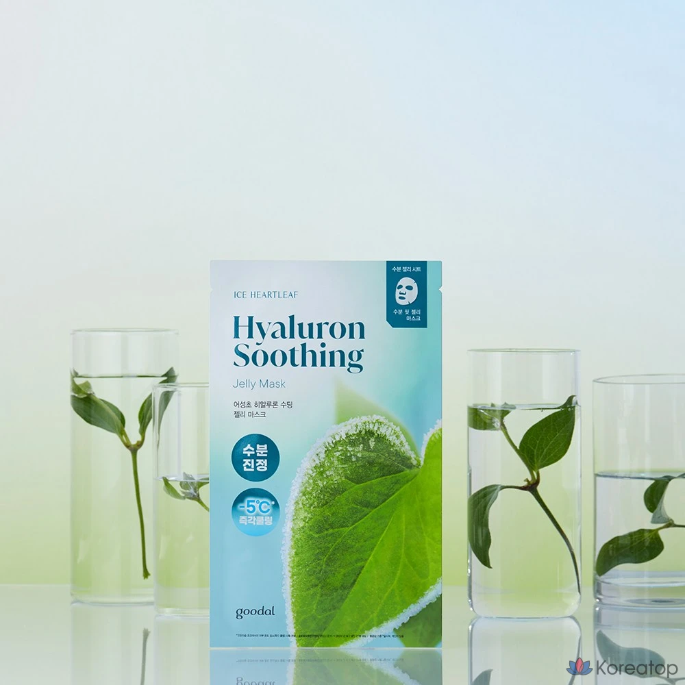 Успокаивающая гелевая маска Goodal Eoseongcho с гиалуроновой кислотой, 1 упаковка, 5 штук., фото 3