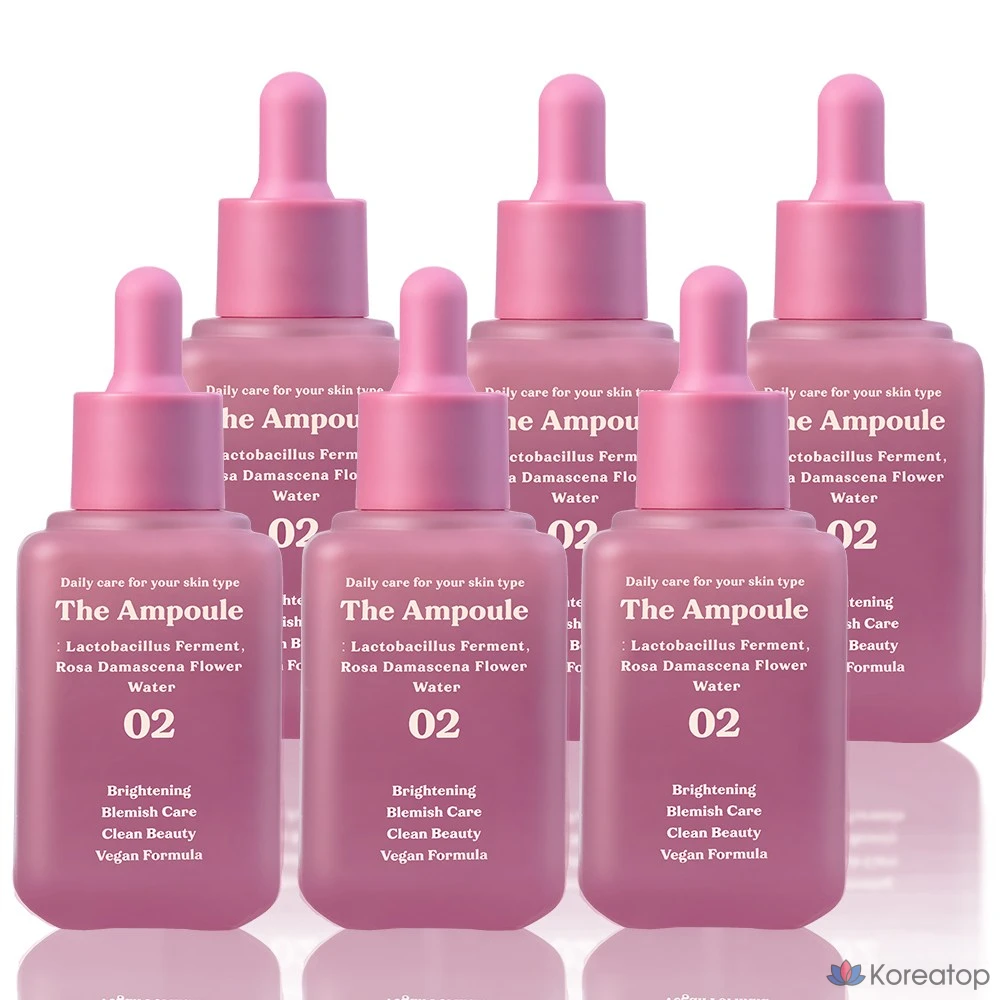 Сыворотка для ухода за кожей Dermashare The Ampoule Vegan Lactobacillus Damascus Rose Water Whitening Blemish Care Serum, 6 капсул, 60 мл