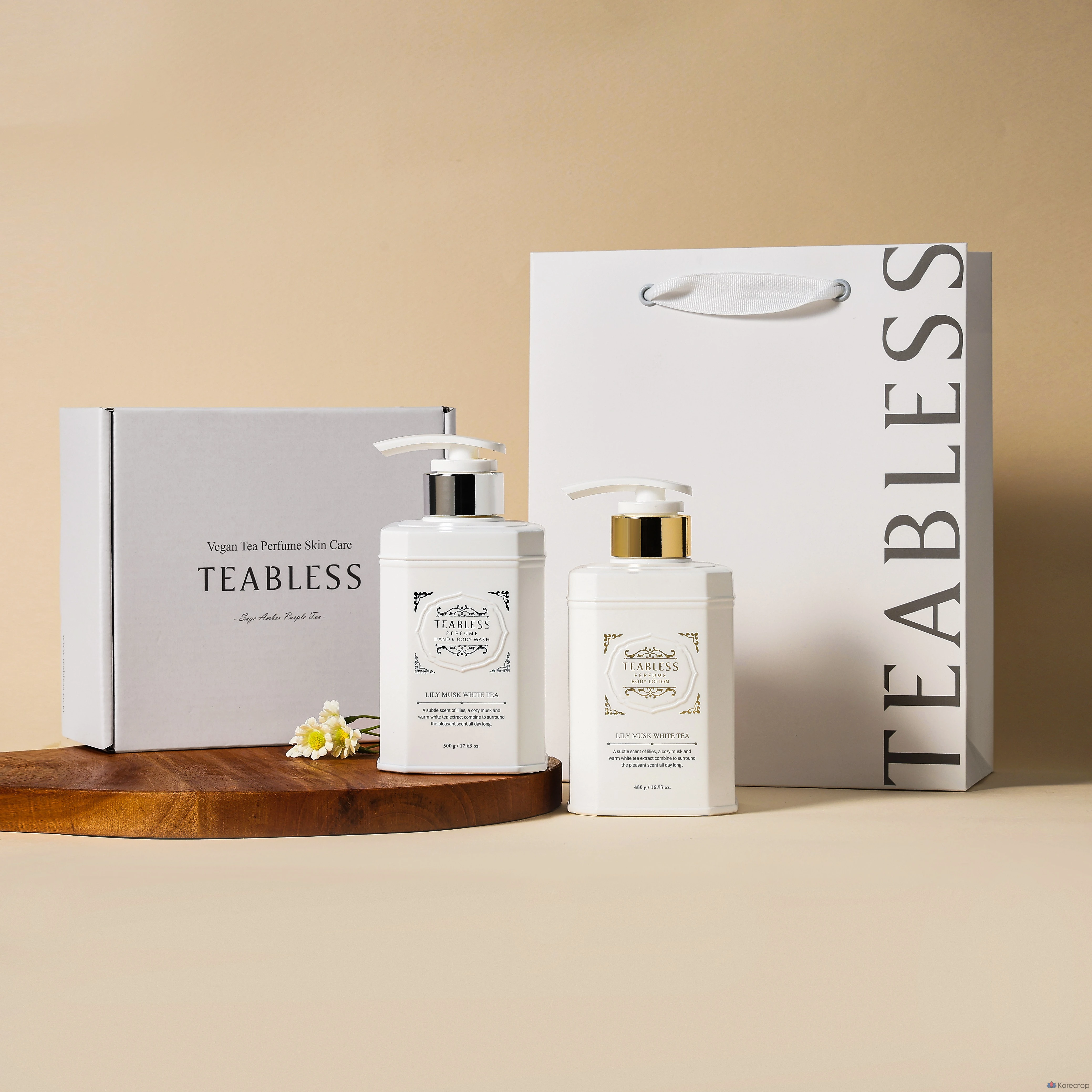 Teabless Lily Musk White Tea: лосьон для тела и гель для душа, 2 комплекта., фото 2