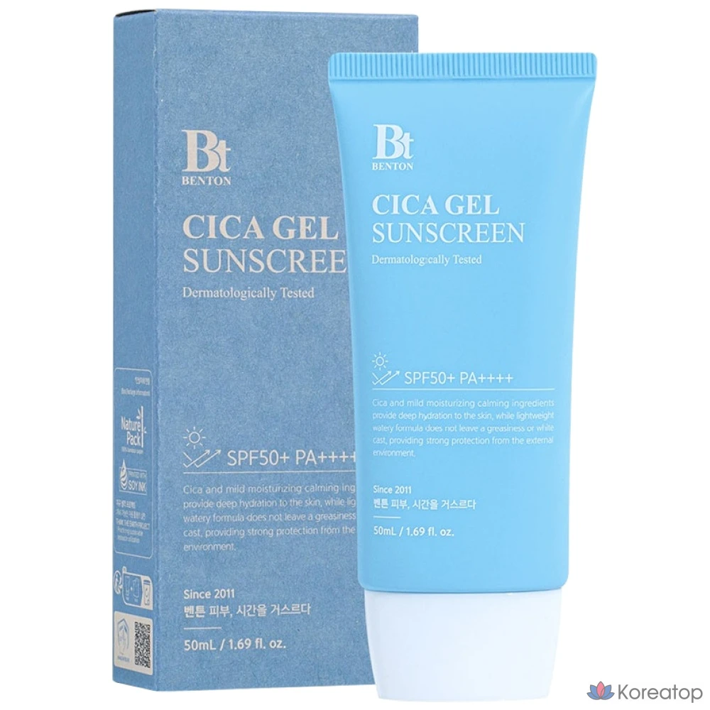 Увлажняющая солнцезащитная сыворотка Benton Cica, солнцезащитный крем SPF50+ PA++++, 50 мл, 1 шт.