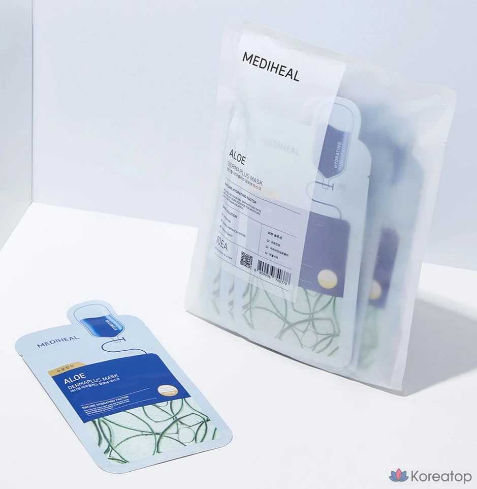 Тканевая маска для лица MEDIHEAL Dermaplus Aloe Mask, 30 шт., фото 7