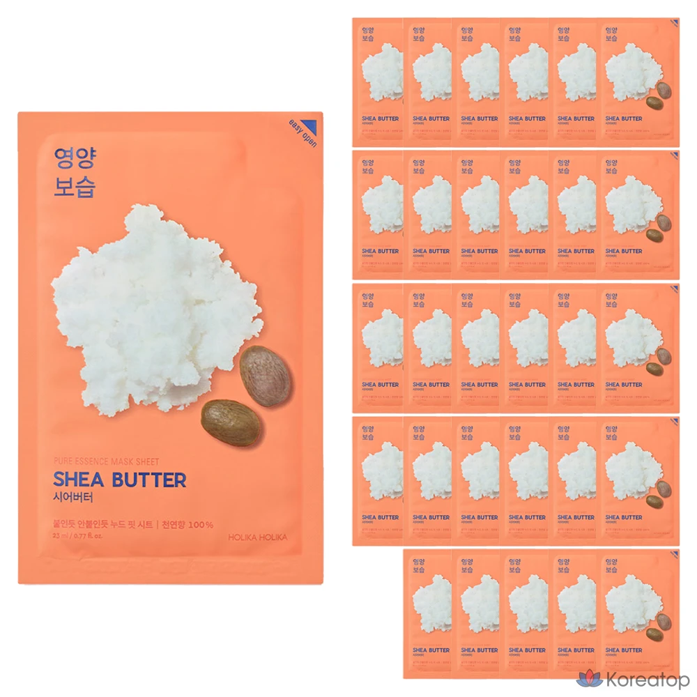 Тканевые маски для лица Holika Holika Pure Essence с маслом ши, 10 штук, упаковка из 5 штук.