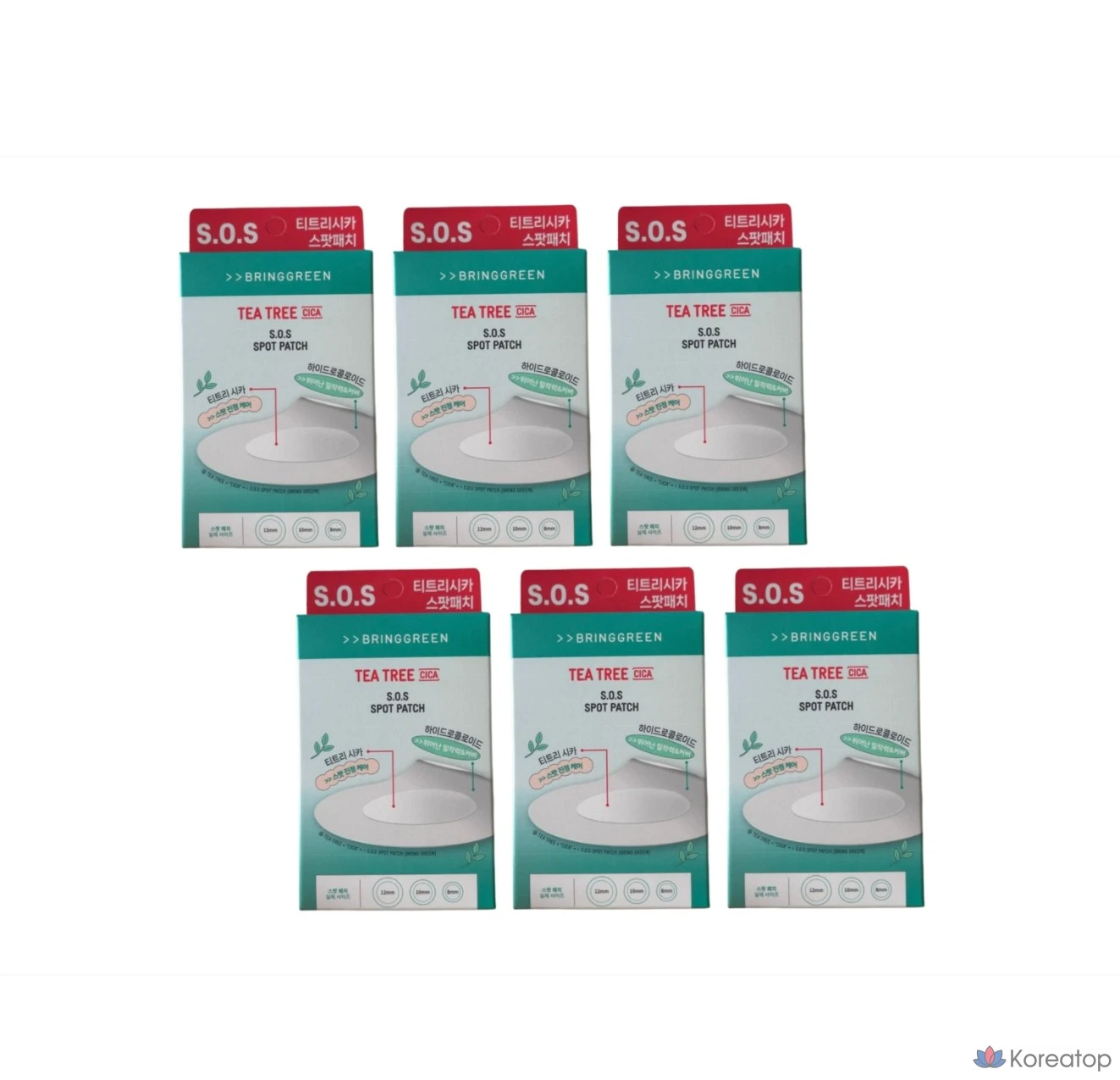 Пластыри от прыщей Bring Green Tea Tree Cica SOS, 6 упаковок, 100 листов
