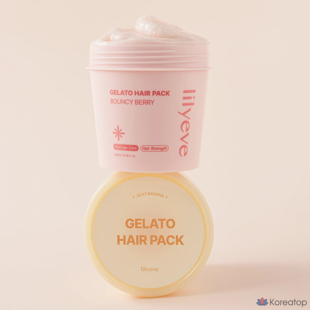 Восстанавливающая маска для волос Lilyeve Repair Gelato Hair Pack Silky Banana с высоким содержанием протеина для поврежденных волос, содержит экстракт морских водорослей, 1 шт., 200 мл