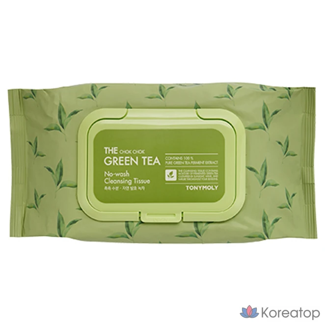 Очищающие салфетки Tony Moly The Chok Chok с зеленым чаем, 100 листов, 1 упаковка.