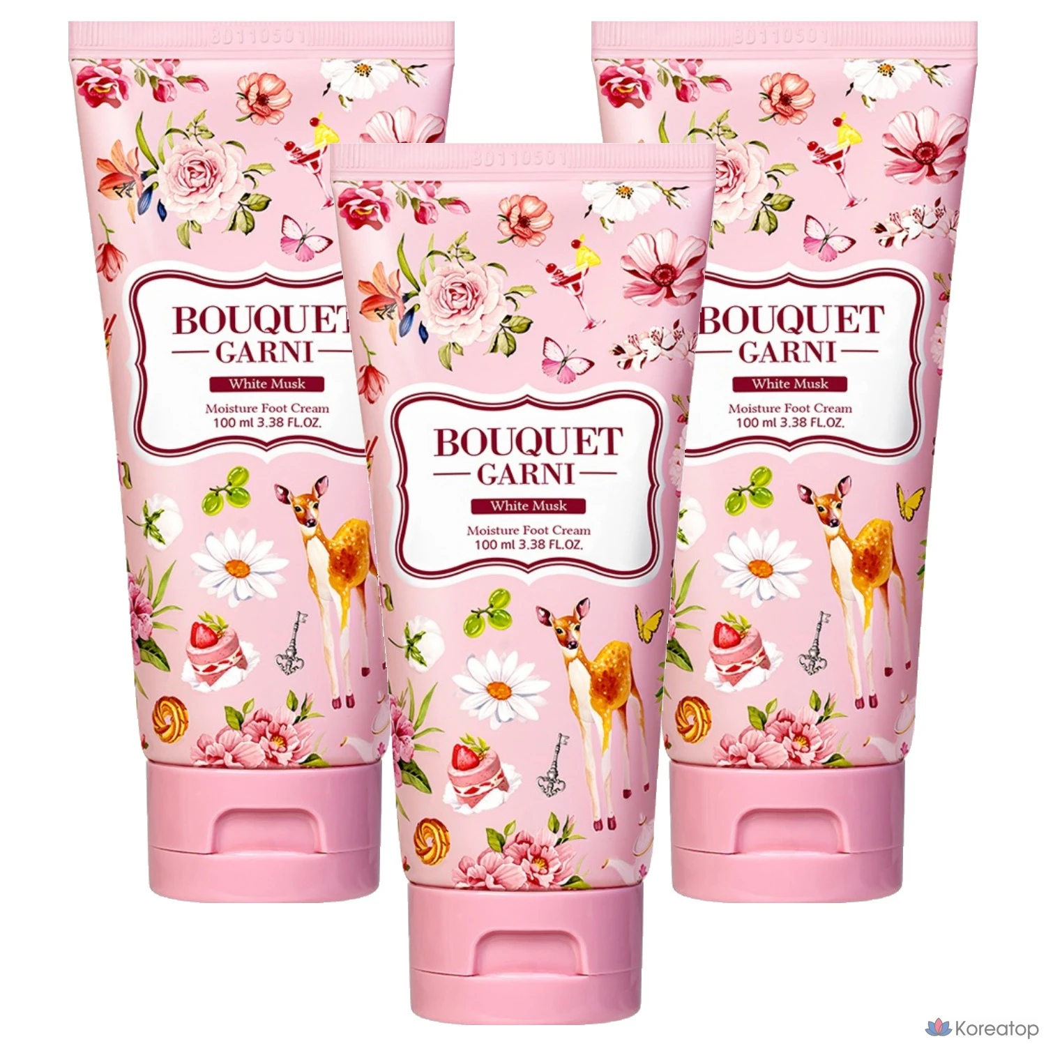 Увлажняющий отшелушивающий крем для ног Bouquet Garni «Белый мускус», 1 упаковка, 3 флакона, 100 мл