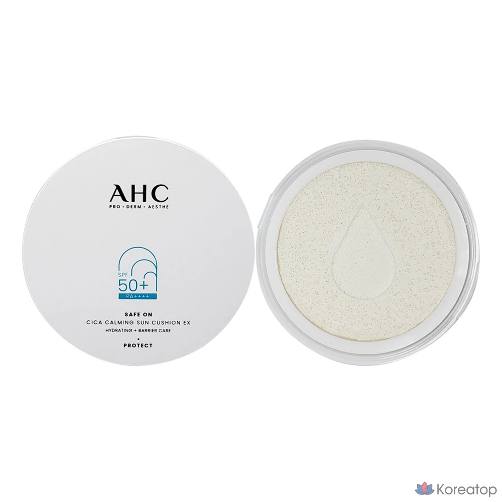 Успокаивающий солнцезащитный крем AHC SafeOn Cica Calming Sun Cushion (основной продукт + сменный блок), 1 комплект, 25 г