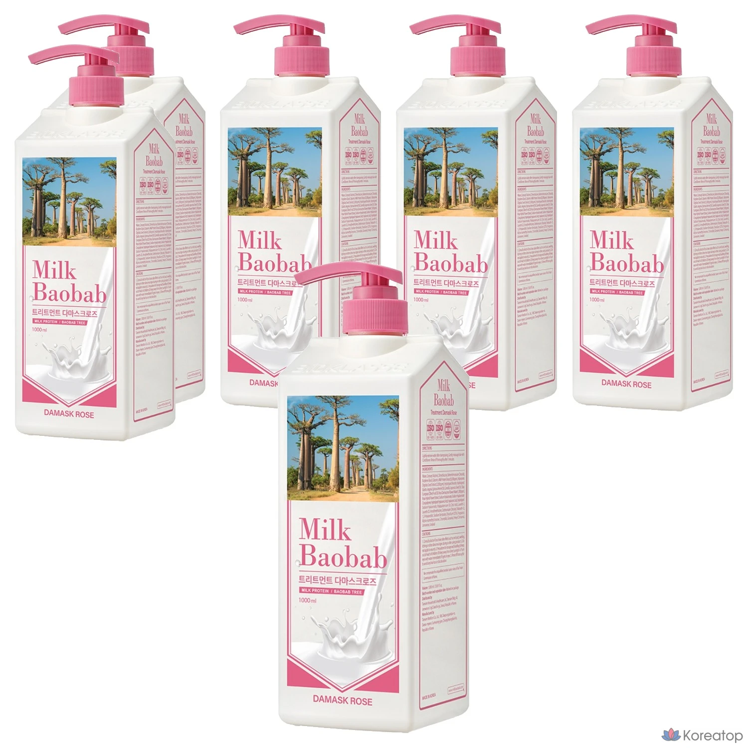 Milk Baobab Protein Care Treatment со вкусом дамасской розы, 1 л, упаковка из 6 штук.