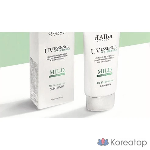 Солнцезащитный крем для чувствительной кожи d&#039;Alba SPF 50+ PA+++ + 50 мл x 2 упаковки + Балансирующий веганский гель для умывания, набор из 3 мл x 5 упаковок