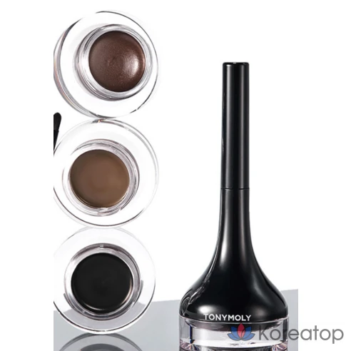 Подводка для глаз коричневая стойкая гелевая с кисточкой  Tony Moly, № 2, коричневая