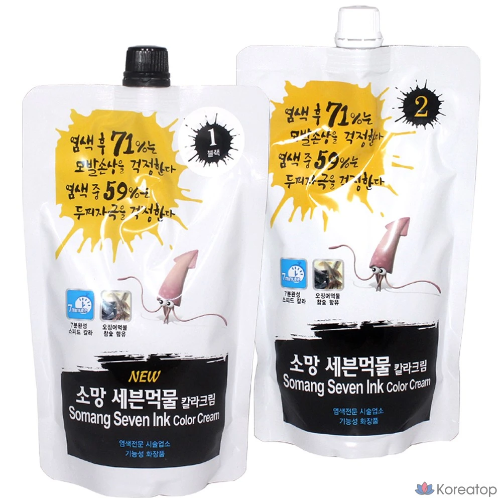 Чернила Incus Somang Seven Ink Color Cream (Squid Ink) Speed Dye, 400 г, черный, без аммиака, низкораздражающие, для закрашивания серого, 1 шт.