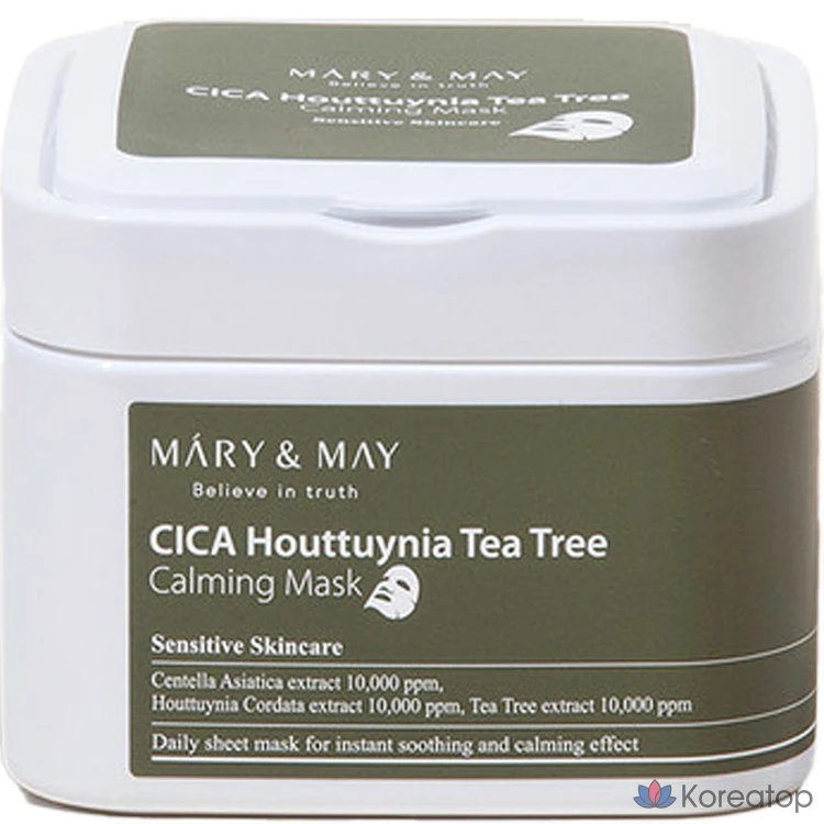 Маска для лица Marienmay с успокаивающим экстрактом чайного дерева и центеллой азиатской, 400 г, 30 листов, 1 упаковка