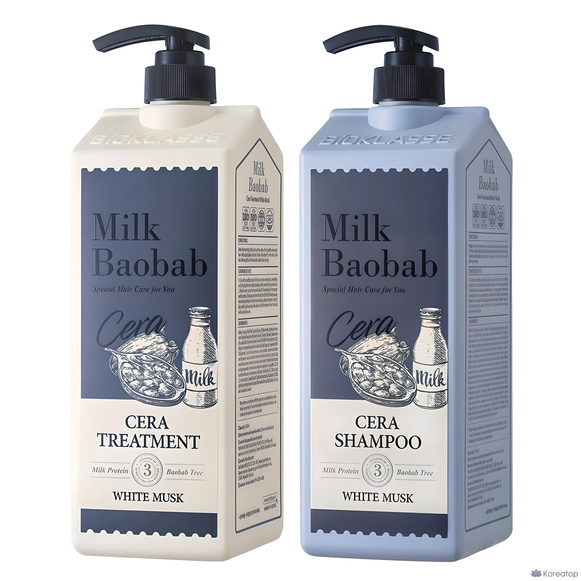 Шампунь Milk Baobab Sera 1,2 л + средство для ухода 1,2 л с ароматом белого мускуса, 1 шт.