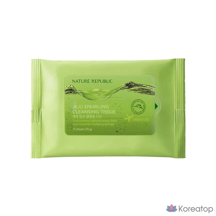 Очищающие салфетки Nature Republic Jeju с газированной водой, 15 листов, 1 упаковка.