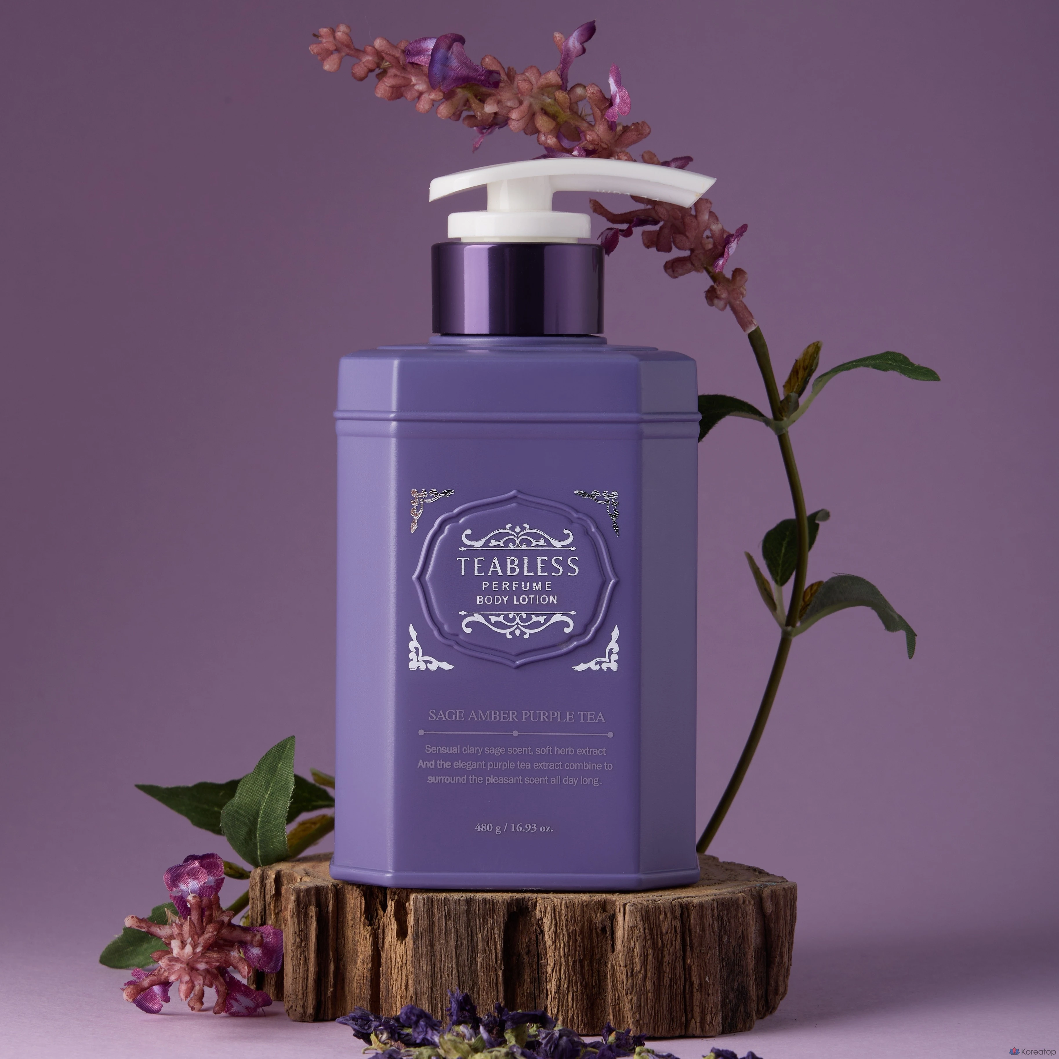 T-Bless Парфюмерный лосьон для тела с ароматом фиолетового чая, цветочно-древесный, 480 г, 1 шт.