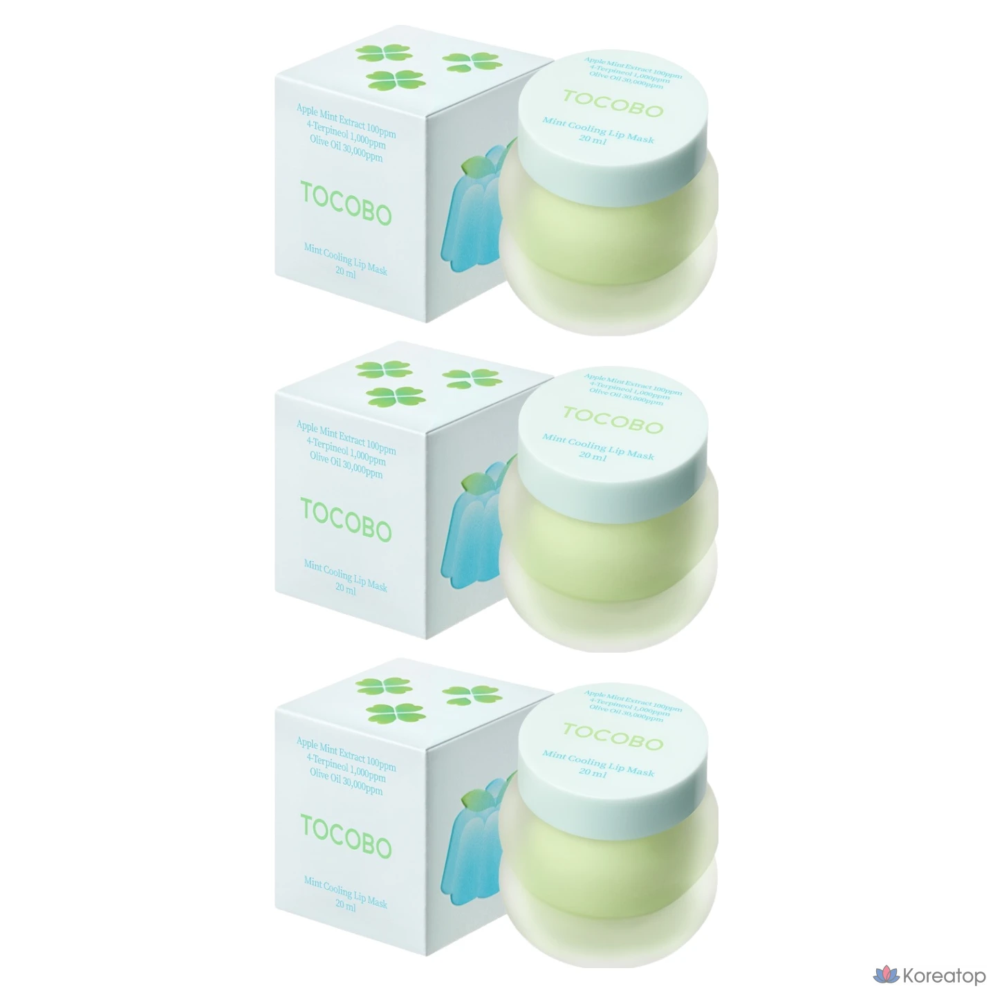 Бальзам для губ Tocobo Mint Cooling Lip Mask, оттенок Mint Cooling, 20 мл, 3 шт.