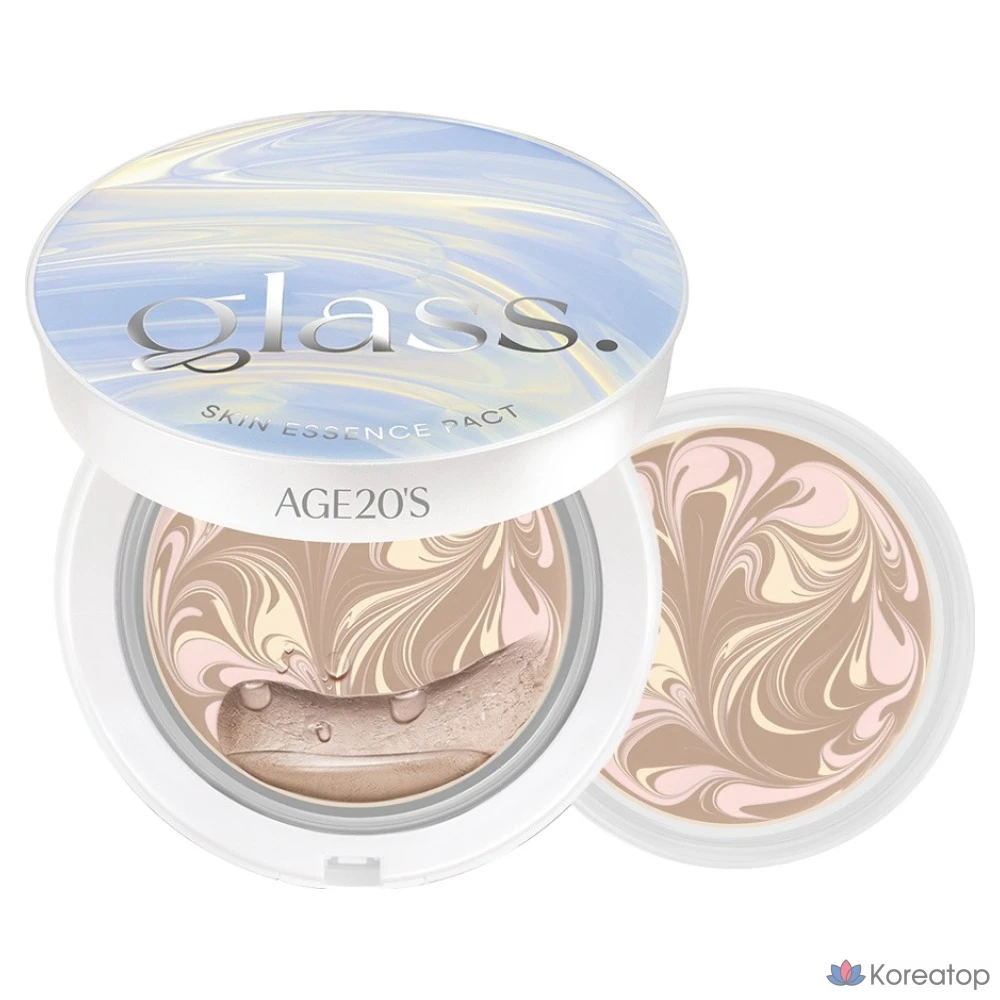 Компактная пудра AGE 20S Holiday Edition Glass Skin Essence Pact Perfect, оттенок 21 Neutral Ivory, 12.5 г + 12.5 г, 1 шт.