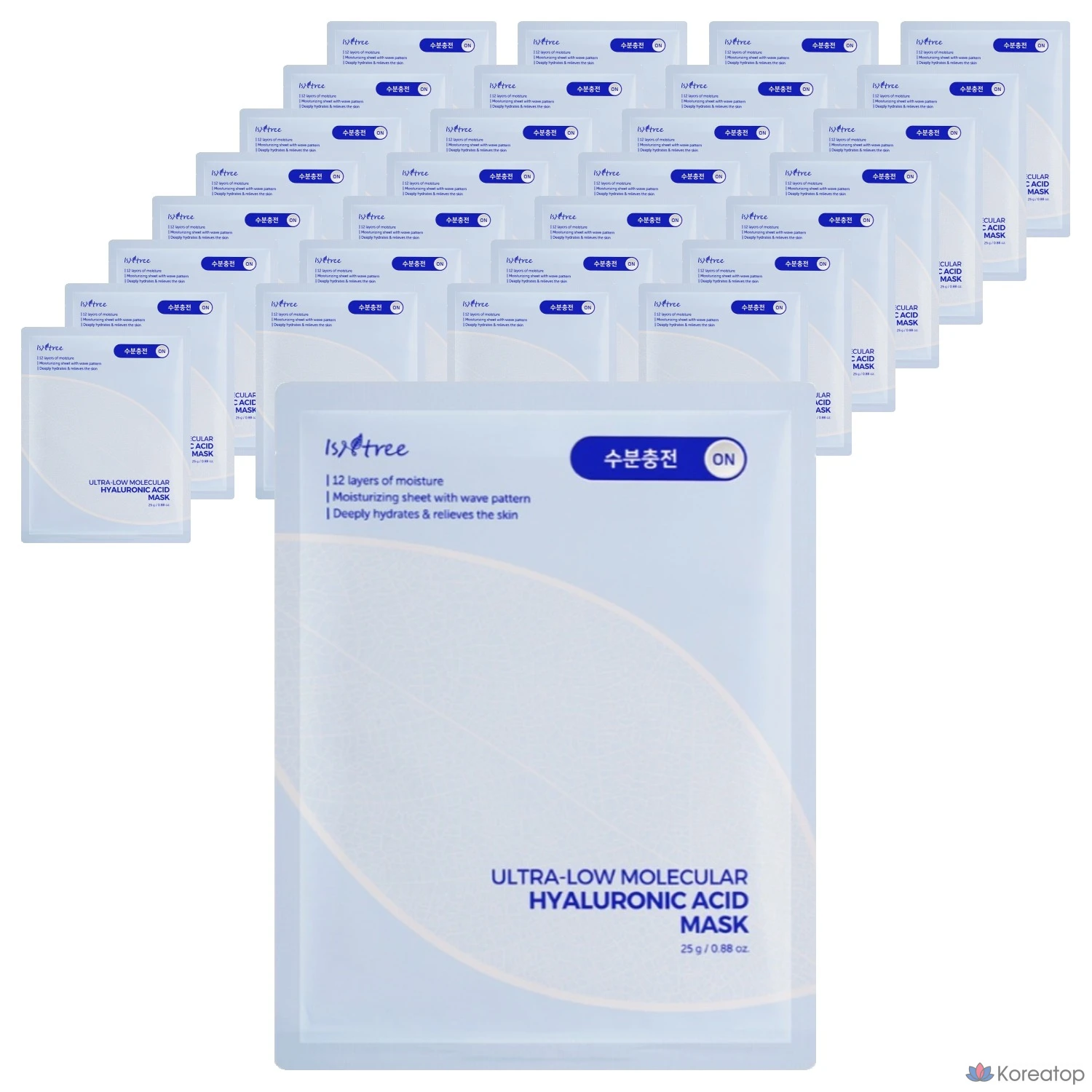 Маска для лица Isntree с ультранизкой молекулярной массой гиалуроновой кислоты, 25 г, 10 штук, 3 упаковки.