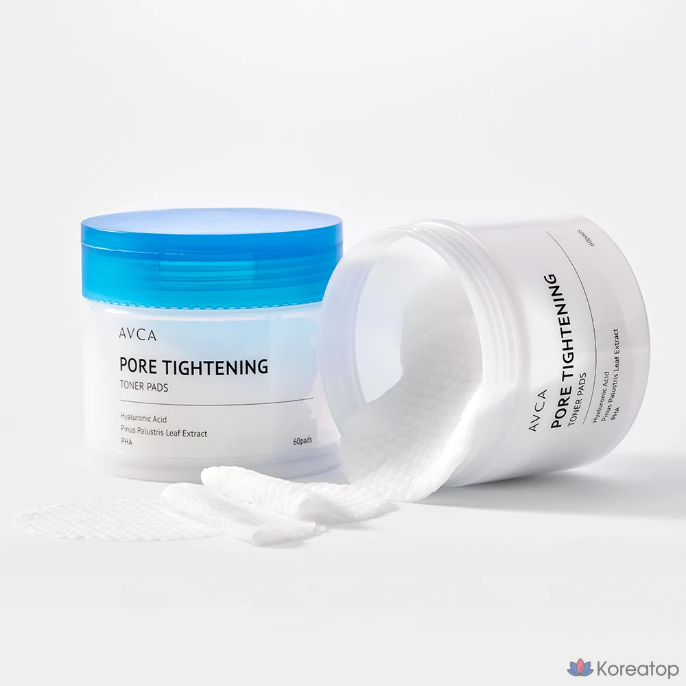 Тонизирующие подушечки для сужения пор AVCA с низкомолекулярной гиалуроновой кислотой, 150 мл, 1 упаковка, 60 листов