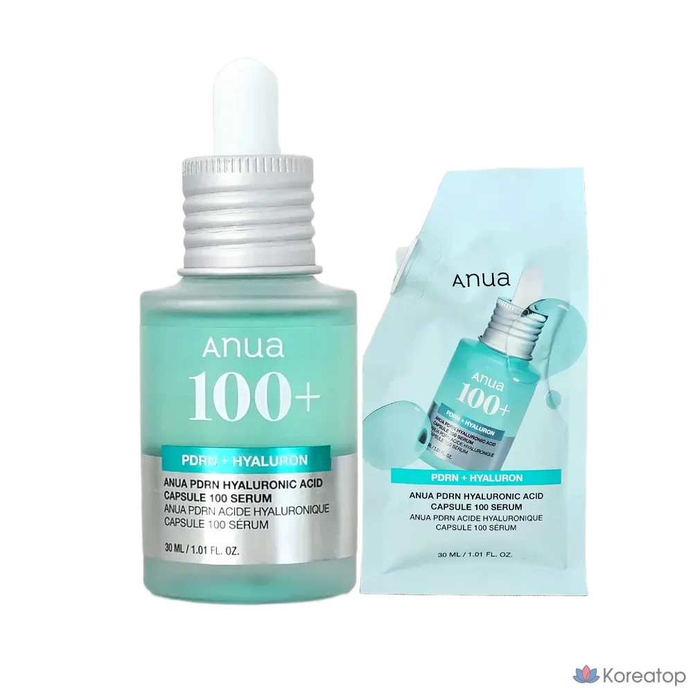 Капсулы Anua PDRN с гиалуроновой кислотой, 100 капсул, сыворотка + сменный блок, 1 шт., 60 мл