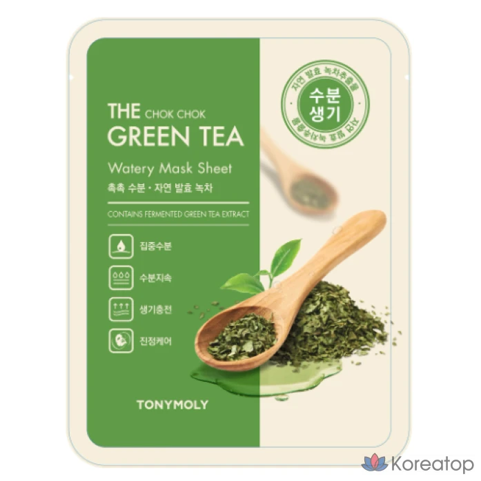 Увлажняющая маска для лица Tony Moly The Chok Chok с зеленым чаем, 20 листов, 1 упаковка.