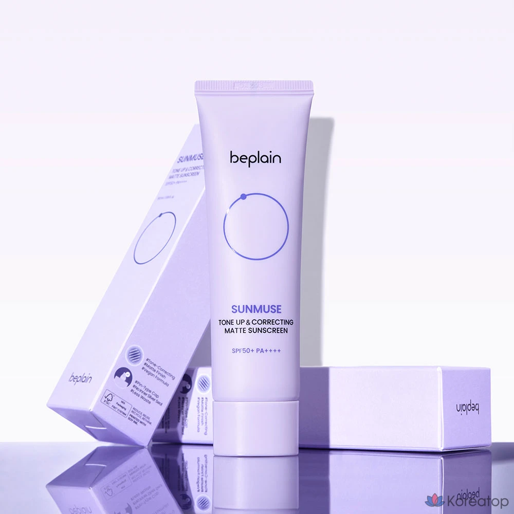 Солнцезащитный крем Beplain Sunmuse Tone-up & Correcting Matte Sun Cream SPF50+ PA++++, 50 мл, 1 шт., фото 7