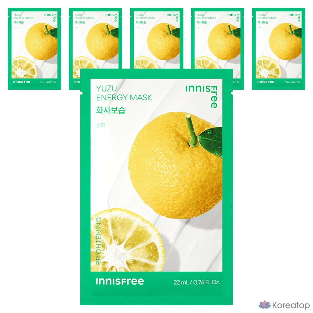 Маска для лица Innisfree New Yuja Energy Mask, 22 мл, 1 упаковка, 6 штук