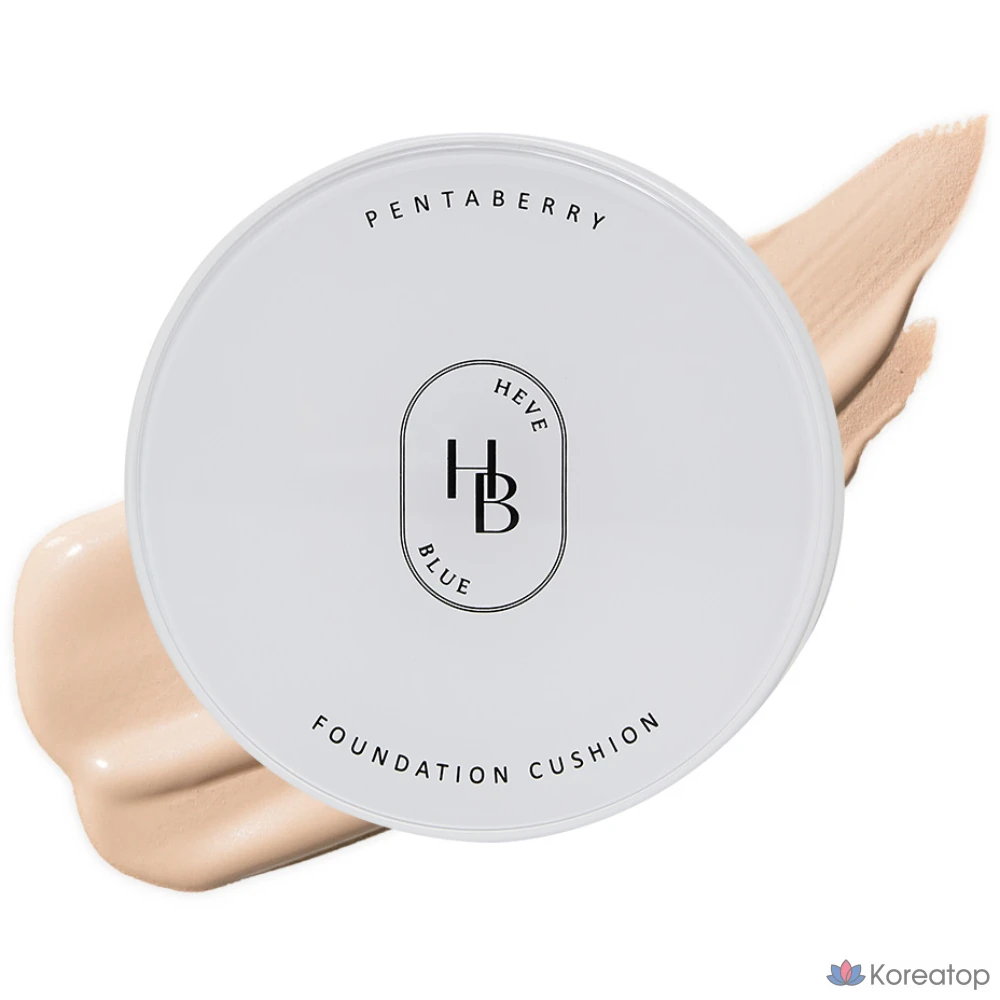 Тональный крем-кушон HEVEBLUE Pentaberry Panthenol Repair Glow Foundation Cushion, № 17-21 Vanilla, 1 шт.
