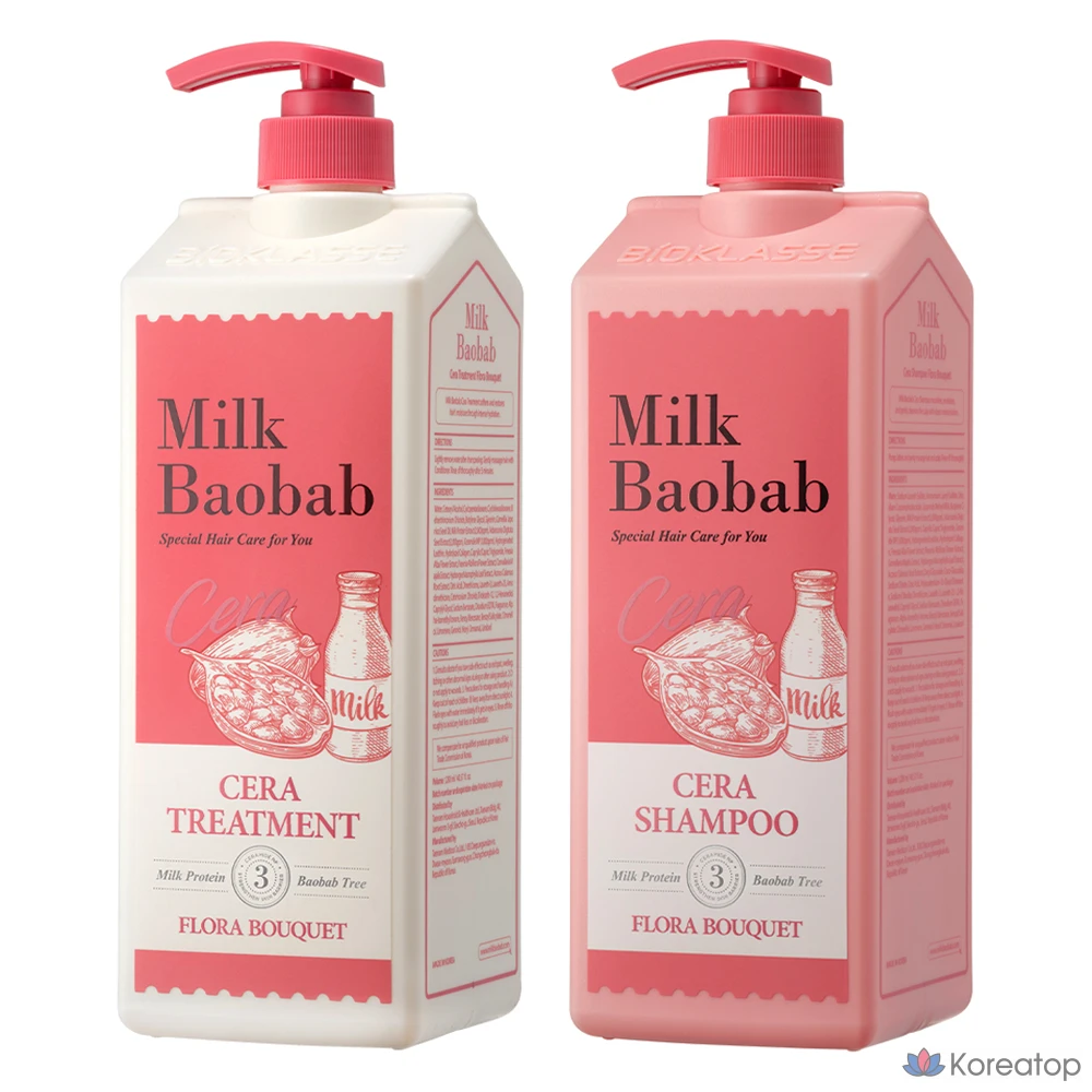 Шампунь Milk Baobab Sera 1,2 л + средство для ухода 1,2 л. Набор Flora Bouquet, 1 шт.