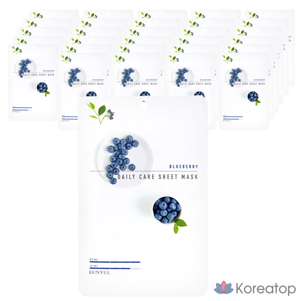 Тканевая маска для лица Eunyul Silver Blueberry Daily Care, 1 упаковка, 30 листов