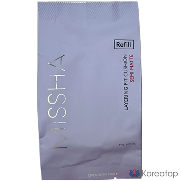 Сменный блок тонального крема Missha Layering Fit Cushion Semi-Matte 14 г (SPF30 PA++), № 21 Ваниль, 1 шт.