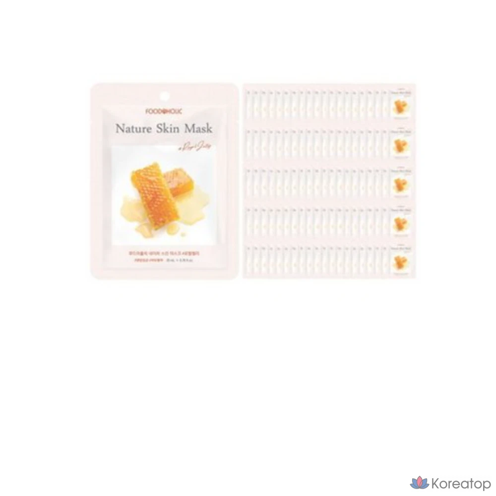 Набор из 100 масок для лица FoodaHolic Nature Skin с маточным молочком, 100 листов, 1 упаковка.