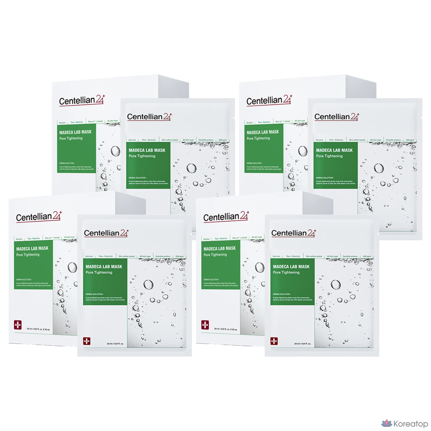 Набор из 20 масок для сужения пор Centellian24 Madeca Lab, 4 упаковки.