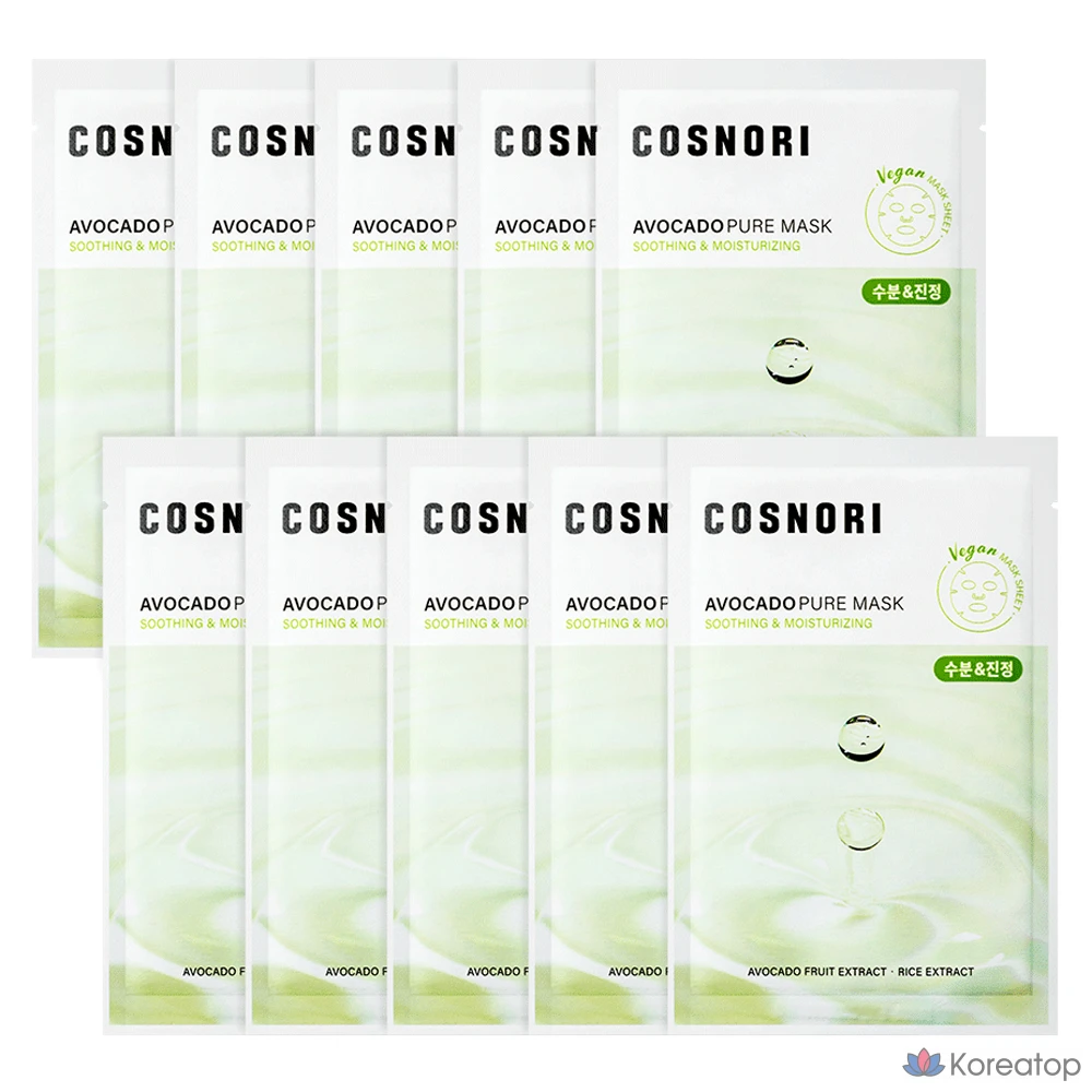 Маска для лица Cosnori Avocado Pure Mask, 24 мл, 10 шт., 1 упаковка