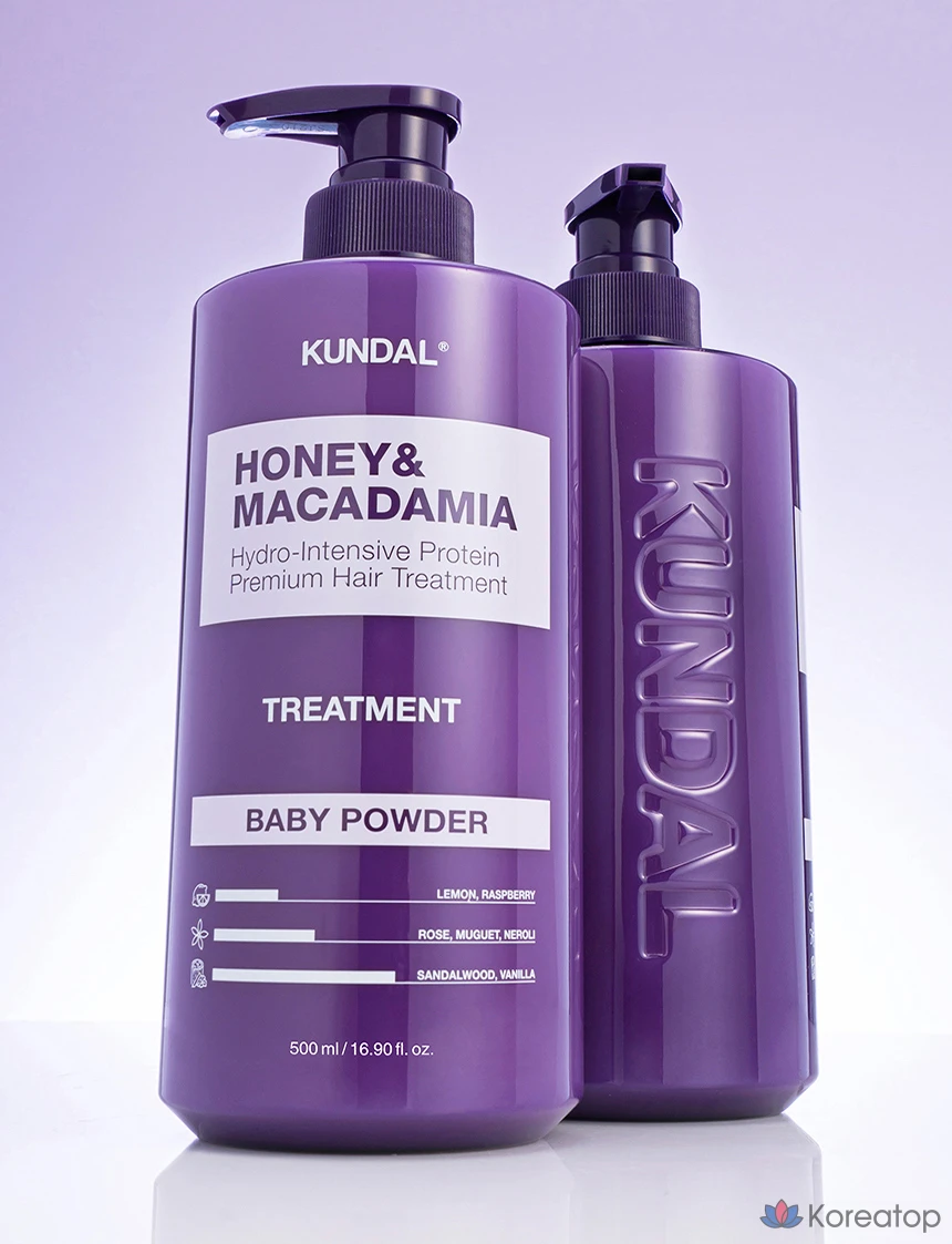 Средство для ухода за волосами Kundal с медом и макадамией, аромат детской присыпки, 500 мл, 1 шт., фото 3