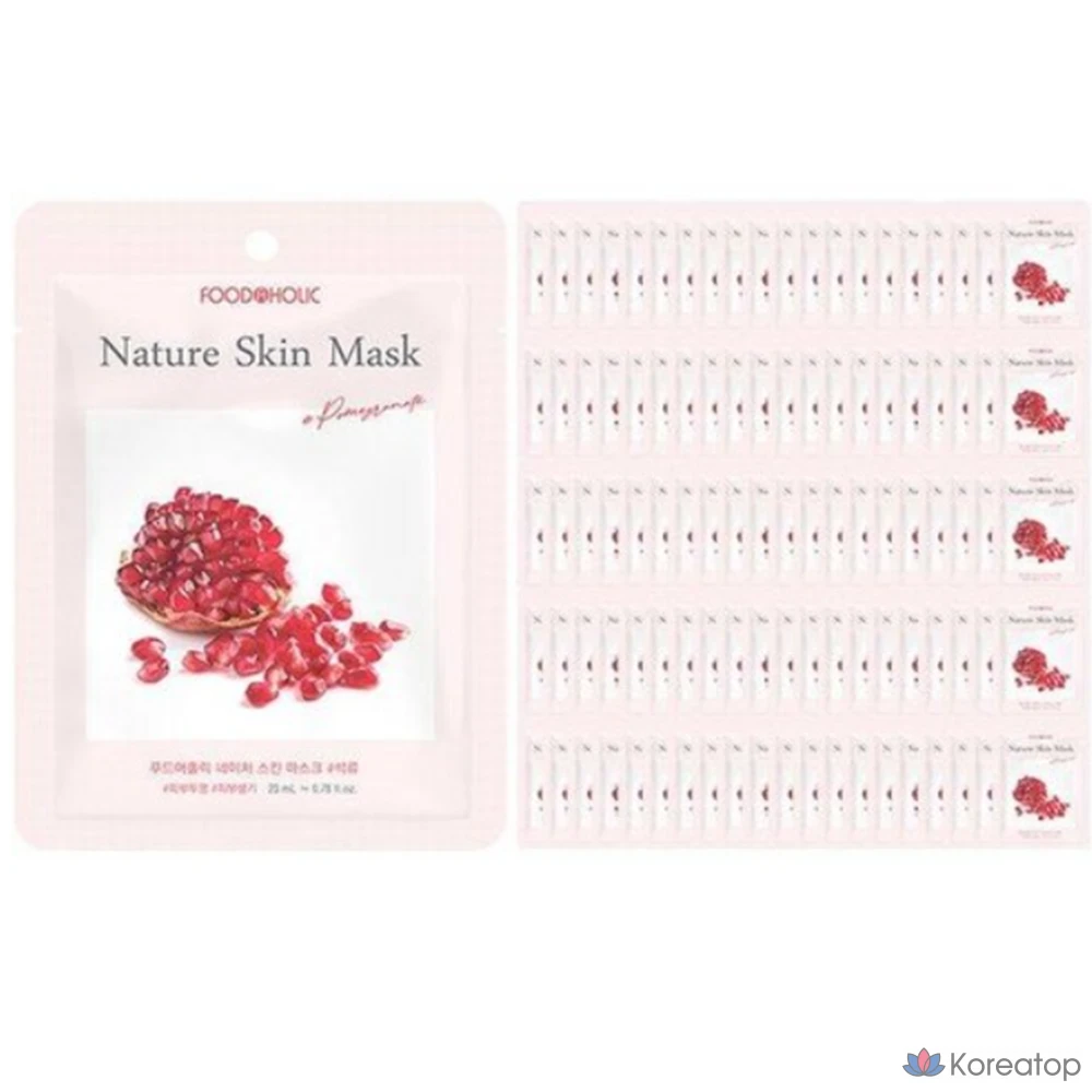 Набор витаминных масок для лица FoodaHolic Nature Skin, 1 упаковка, 100 листов.