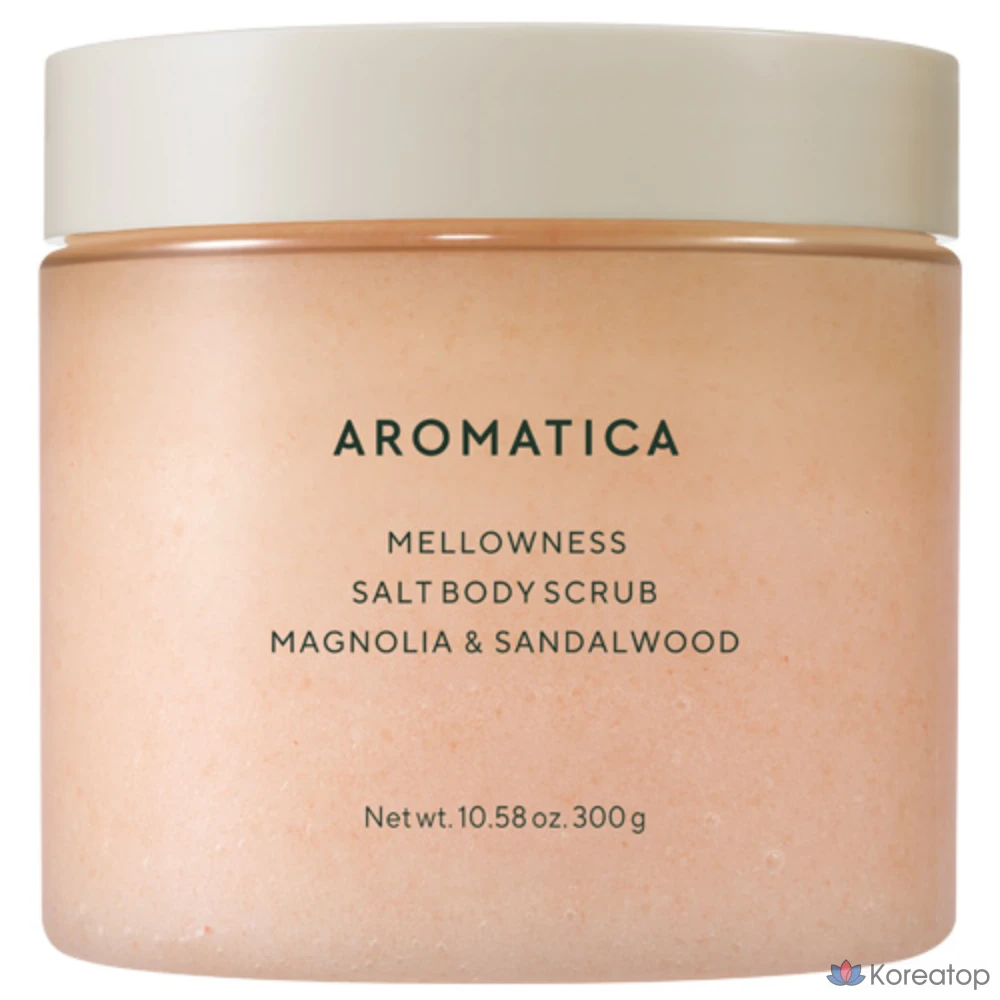 Соляной скраб для тела Aromatica с магнолией и сандаловым деревом, 300 г, 1 упаковка.