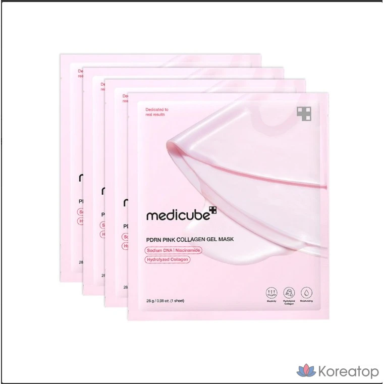 Набор из 4 розовых коллагеновых гелевых масок Medicube PDRN, 1 упаковка., фото 2