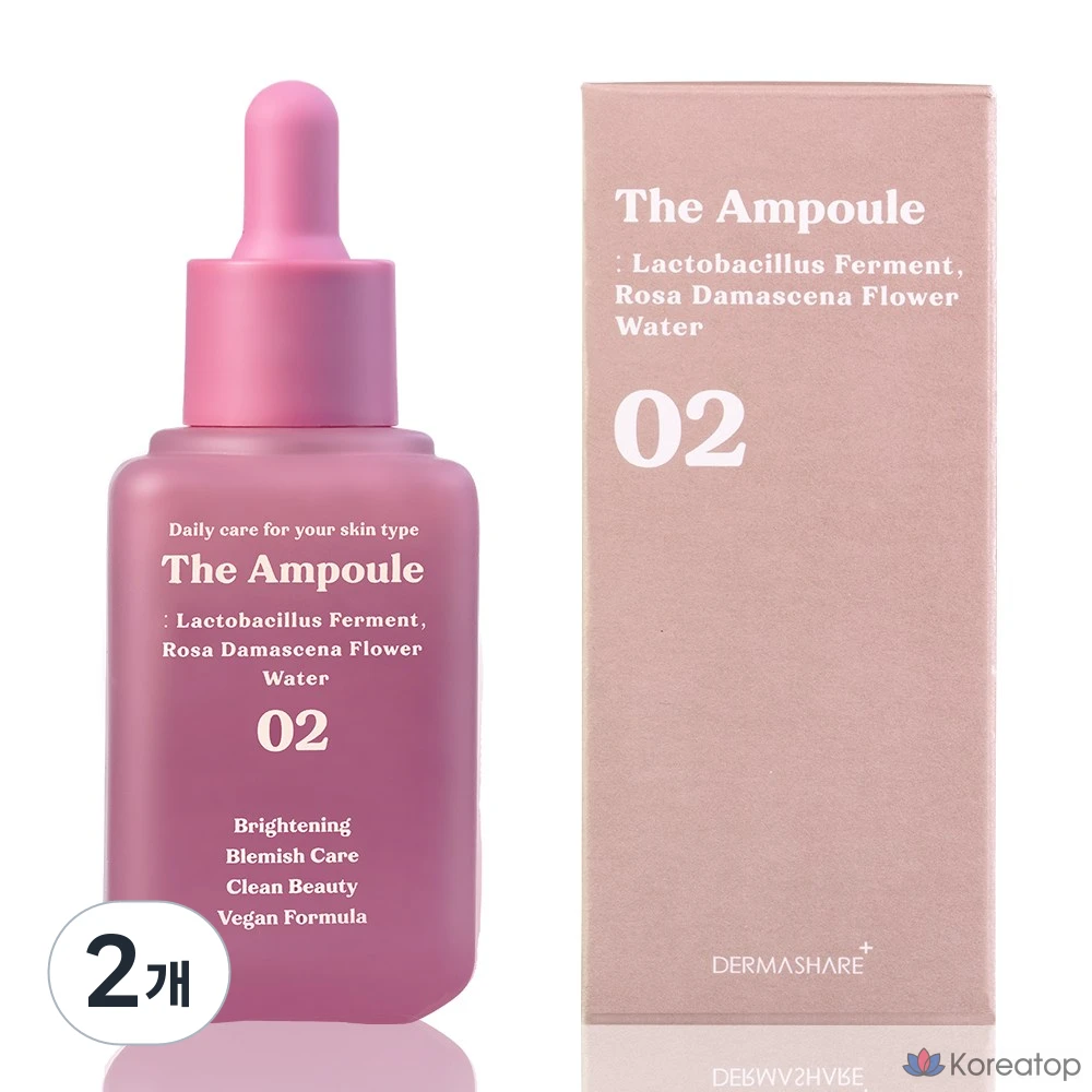 Сыворотка Dermashare The Ampoule Vegan Lactobacillus Damask Rose Water Whitening Spot Care, 60 мл, 2 шт.